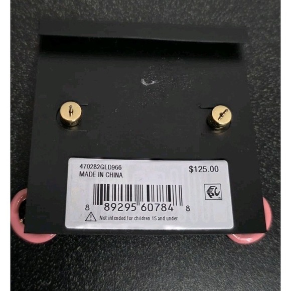 New Coach Rhinestone Pink Cherry Drop Gold Earrings Pinup Core - Picture 4 of 5